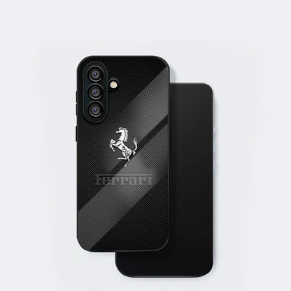 Samsung Galaxy A56 5G Premium Acrylic Shockproof Glass Back Case (Ferrari Carbon Fiber)