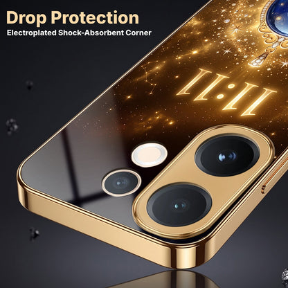 Vivo V60e 5G God’s Plan Evil Eye Gold Electroplated Glass Phone Back Case