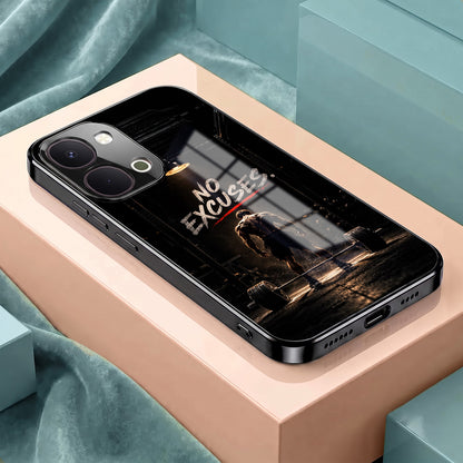 Vivo T5x 5G No Excuses Black Electroplated Glass Phone Back Case