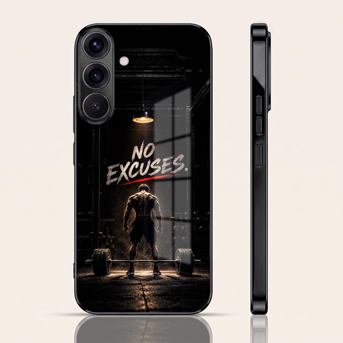 Samsung Galaxy A36 5G No Excuses Black Electroplated Glass Phone Back Case