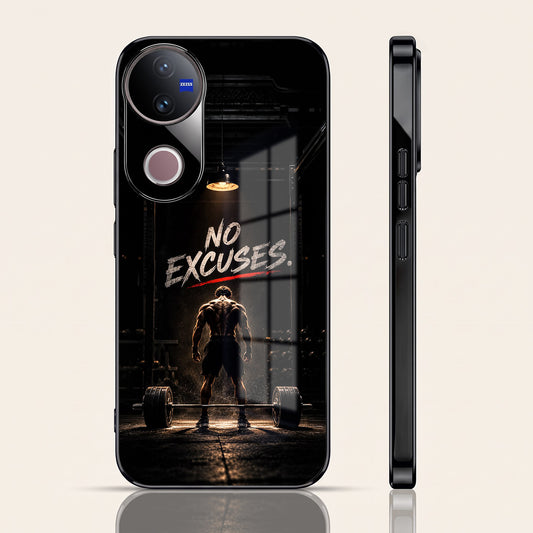 Vivo V50 5G No Excuses Black Electroplated Glass Phone Back Case