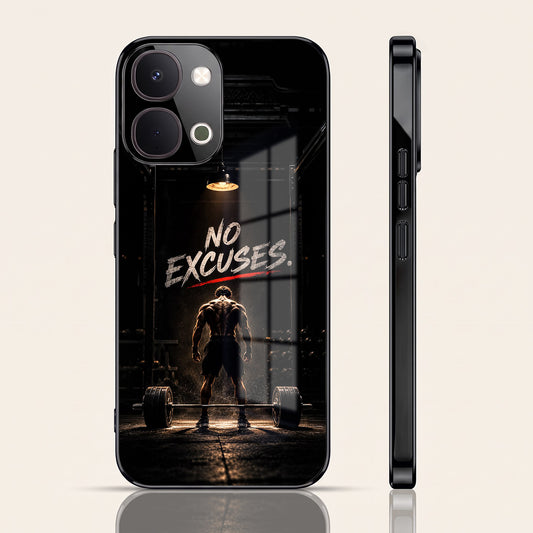 Vivo T5x 5G No Excuses Black Electroplated Glass Phone Back Case
