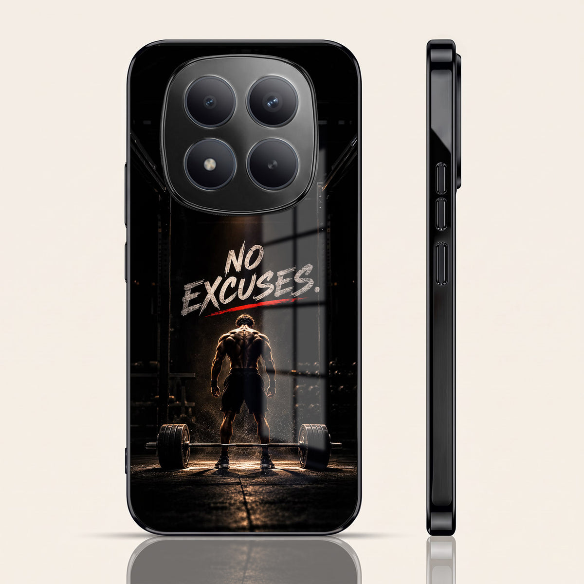 Redmi Note 15 Pro Plus 5G No Excuses Black Electroplated Glass Phone Back Case