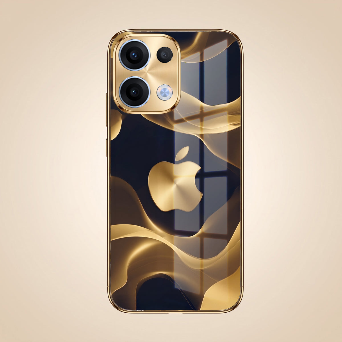Oppo Reno 13 5G Luxury Wave Gold Electroplated Glass Phone Back Case