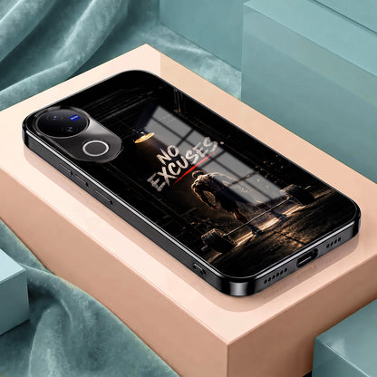 Vivo V50 5G No Excuses Black Electroplated Glass Phone Back Case