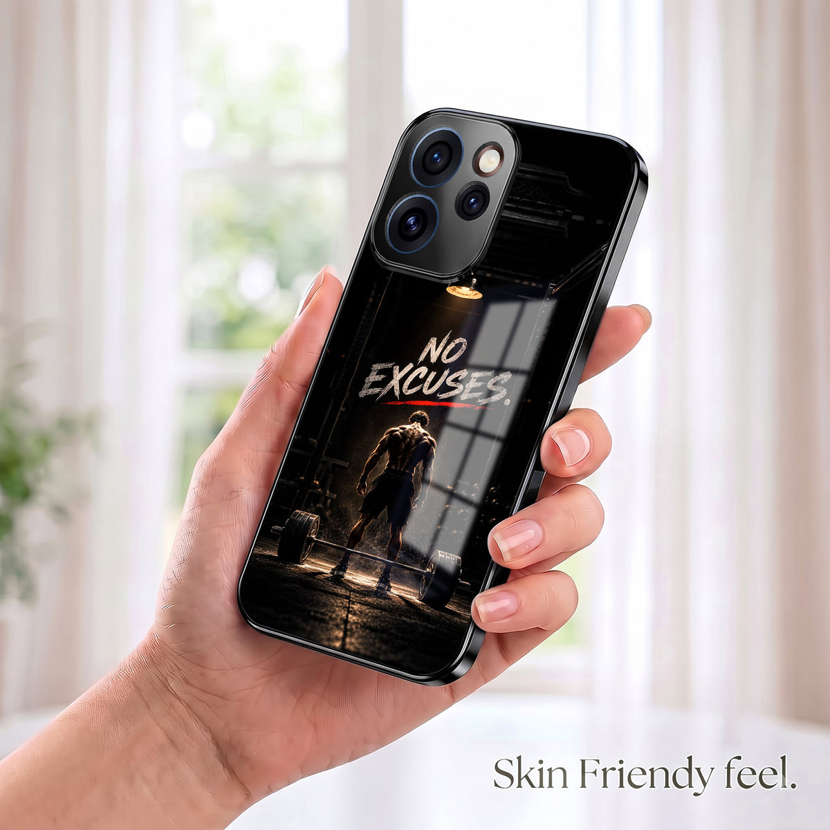 Oppo Reno 15 Pro Mini 5G No Excuses Black Electroplated Glass Phone Back Case