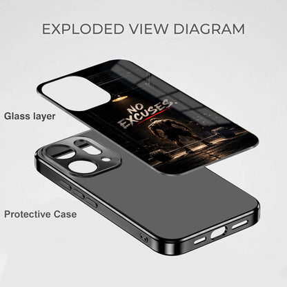 Oppo Reno 14 5G No Excuses Black Electroplated Glass Phone Back Case