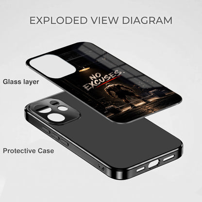 Oppo Reno 15 Pro Mini 5G No Excuses Black Electroplated Glass Phone Back Case