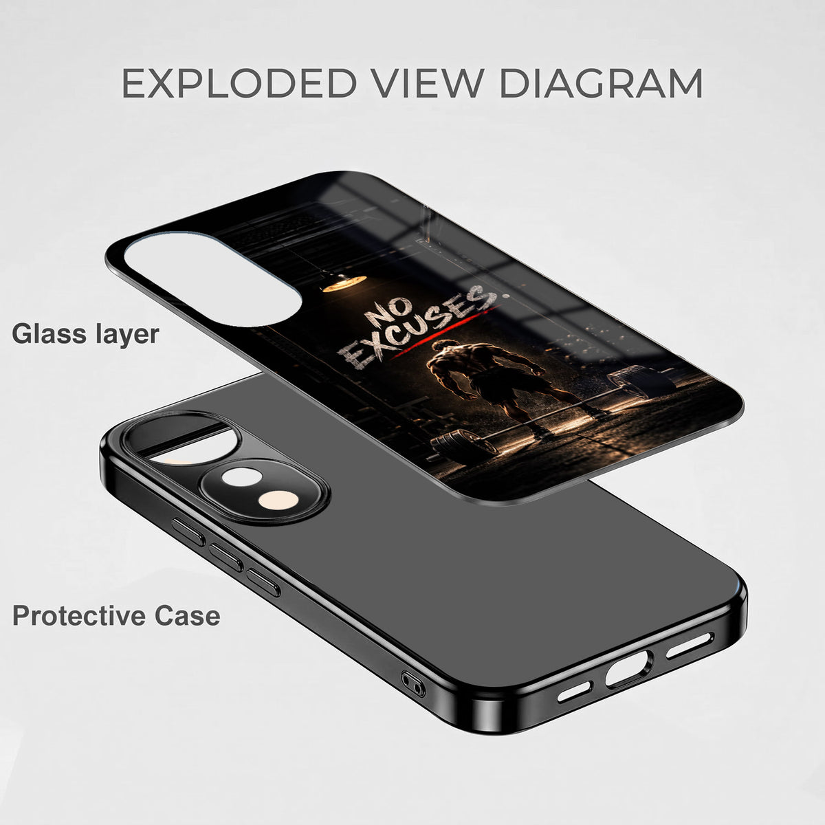 Vivo V40 Pro 5G No Excuses Black Electroplated Glass Phone Back Case