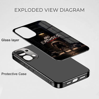 Vivo T5x 5G No Excuses Black Electroplated Glass Phone Back Case