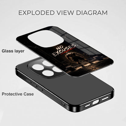 Redmi Note 15 Pro Plus 5G No Excuses Black Electroplated Glass Phone Back Case
