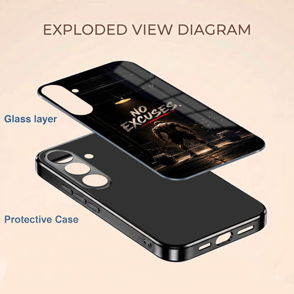 Samsung Galaxy A36 5G No Excuses Black Electroplated Glass Phone Back Case