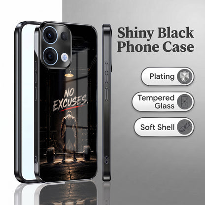Oppo Reno 13 5G No Excuses Black Electroplated Glass Phone Back Case