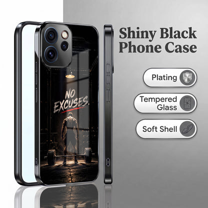 Oppo Reno 15 Pro Mini 5G No Excuses Black Electroplated Glass Phone Back Case