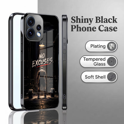 Oppo Reno 15 5G No Excuses Black Electroplated Glass Phone Back Case