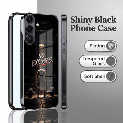 Samsung Galaxy A36 5G No Excuses Black Electroplated Glass Phone Back Case