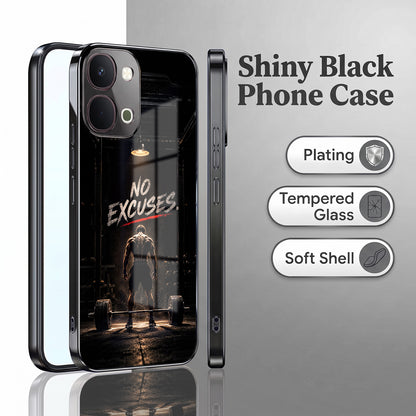 Vivo T5x 5G No Excuses Black Electroplated Glass Phone Back Case