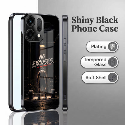 Oppo Reno 14 5G No Excuses Black Electroplated Glass Phone Back Case