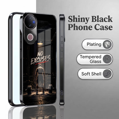Vivo V50 5G No Excuses Black Electroplated Glass Phone Back Case