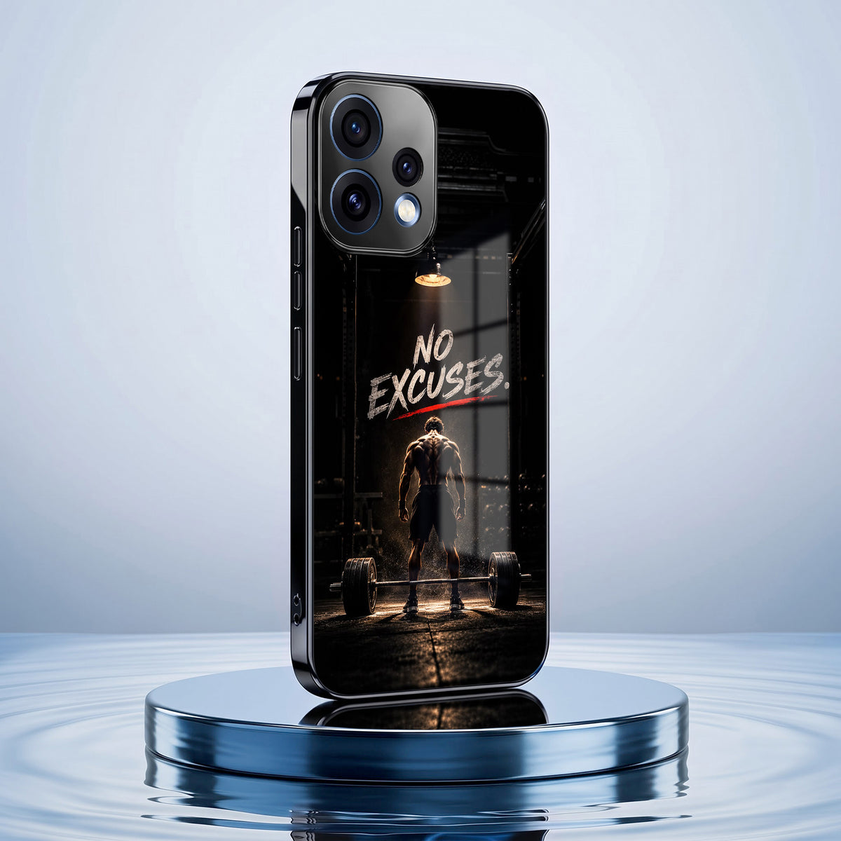 Oppo Reno 15 5G No Excuses Black Electroplated Glass Phone Back Case