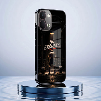 Vivo T5x 5G No Excuses Black Electroplated Glass Phone Back Case