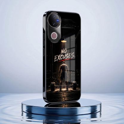 Vivo V50 5G No Excuses Black Electroplated Glass Phone Back Case
