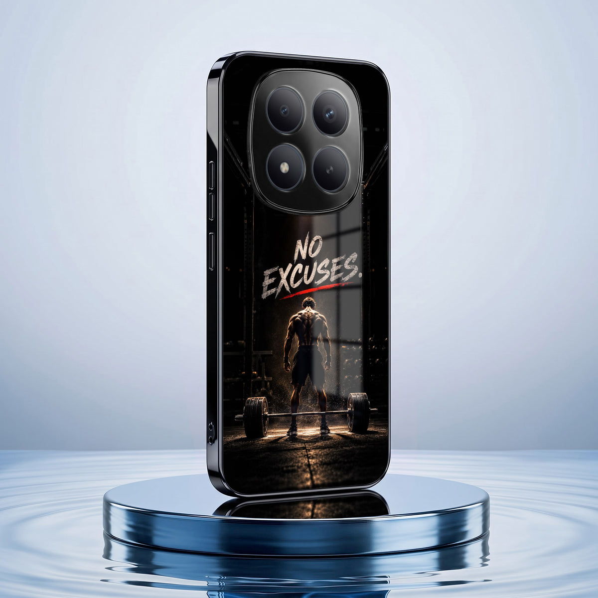 Redmi Note 15 Pro Plus 5G No Excuses Black Electroplated Glass Phone Back Case