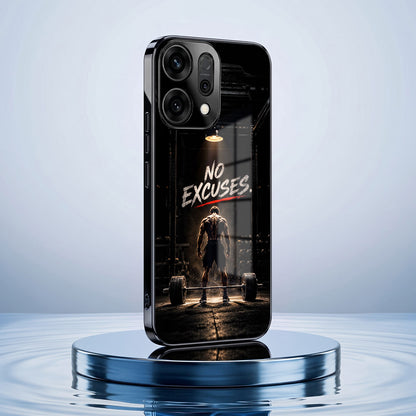 Oppo Reno 14 5G No Excuses Black Electroplated Glass Phone Back Case
