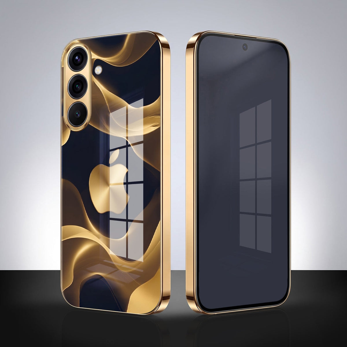 Samsung Galaxy A36 5G Luxury Wave Gold Electroplated Glass Phone Back Case