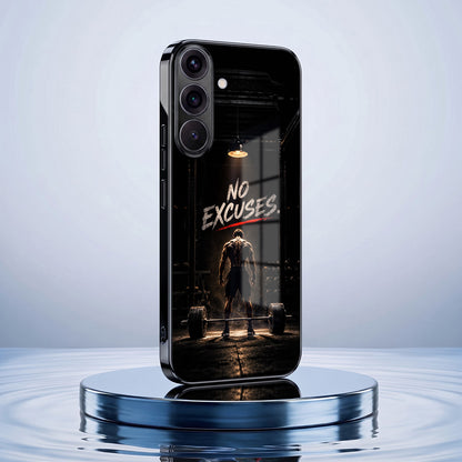 Samsung Galaxy A36 5G No Excuses Black Electroplated Glass Phone Back Case