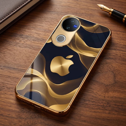 Vivo V50 5G Luxury Wave Gold Electroplated Glass Phone Back Case