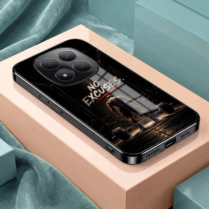 Redmi Note 15 Pro Plus 5G No Excuses Black Electroplated Glass Phone Back Case