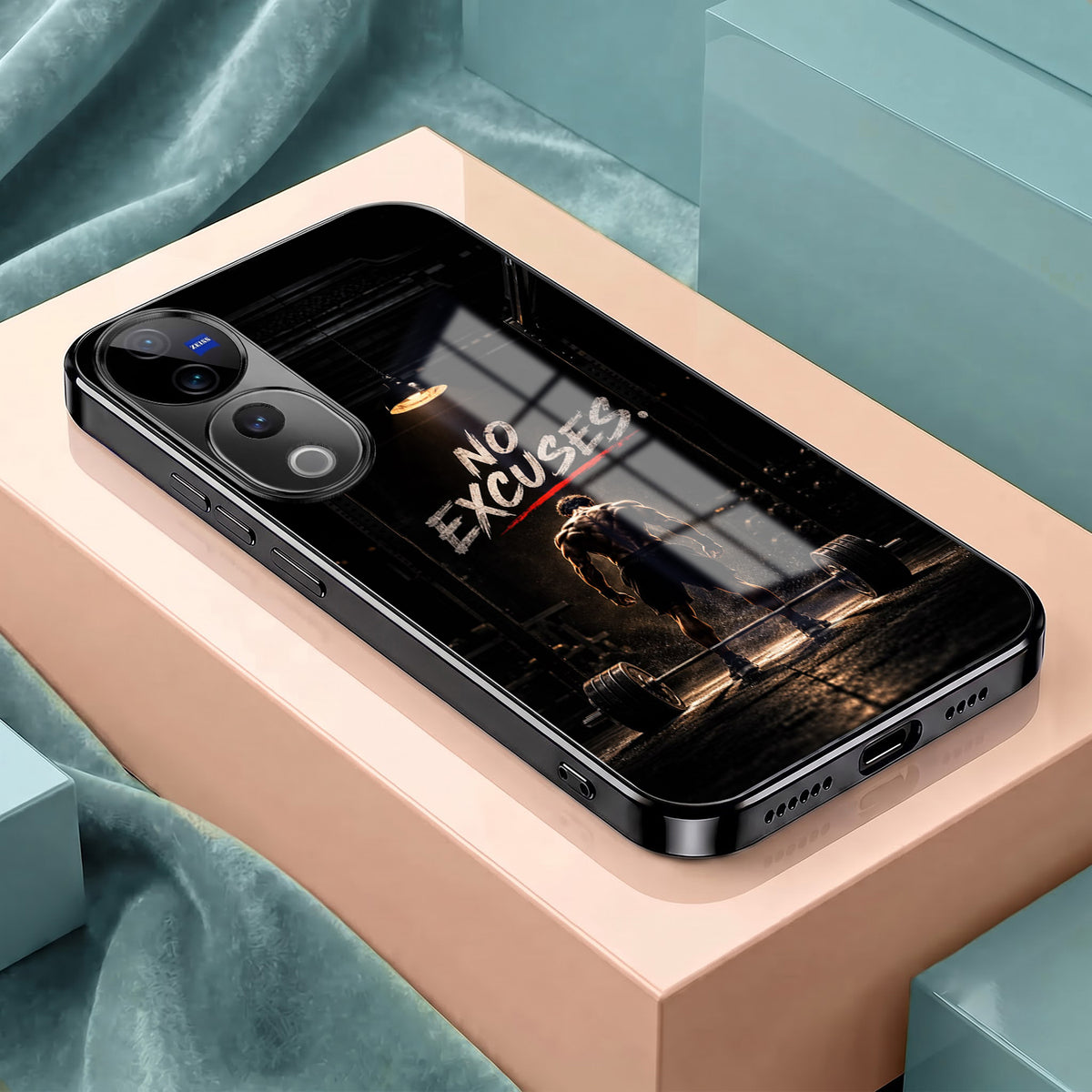 Vivo V40 Pro 5G No Excuses Black Electroplated Glass Phone Back Case