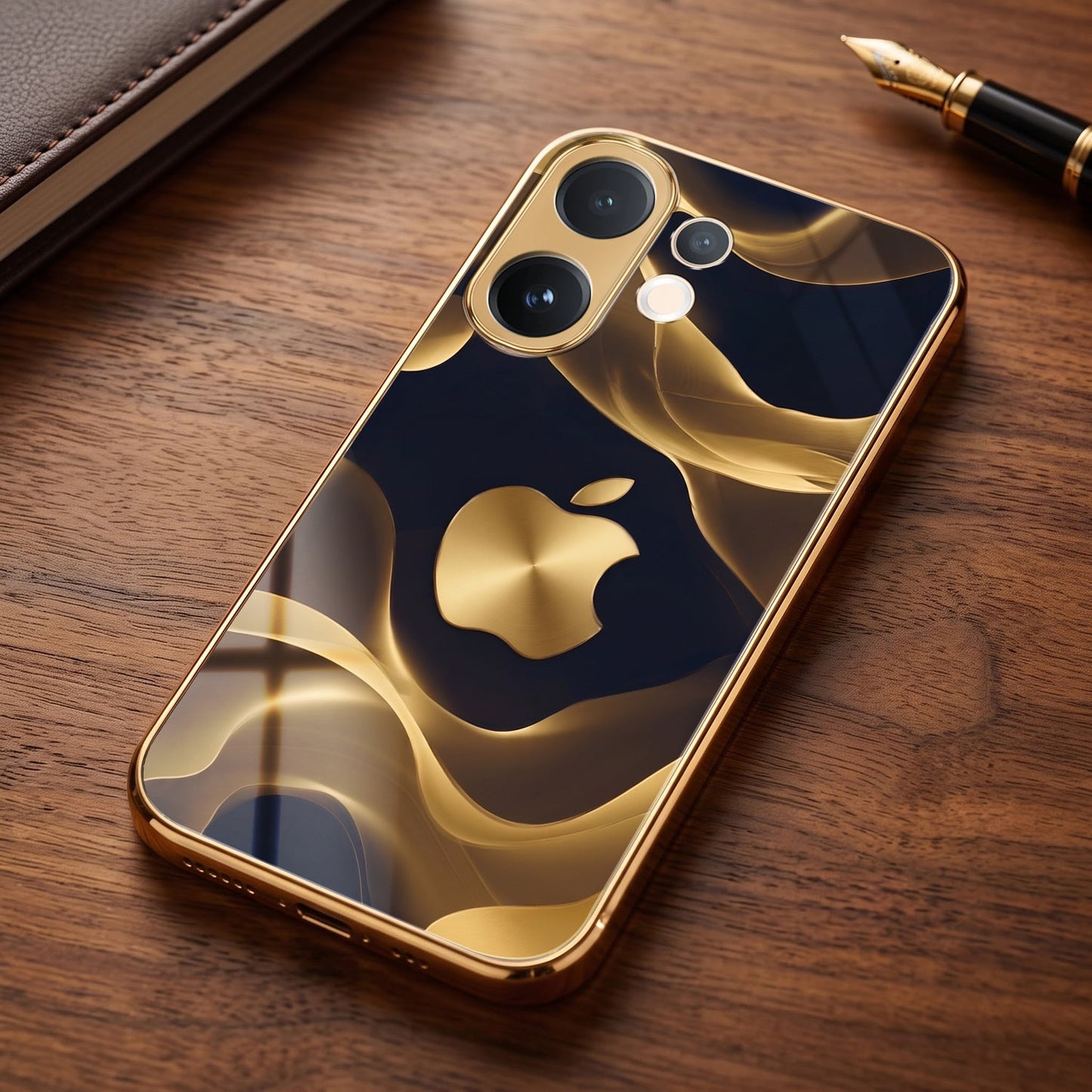 Vivo V60 5G Luxury Wave Gold Electroplated Glass Phone Back Case