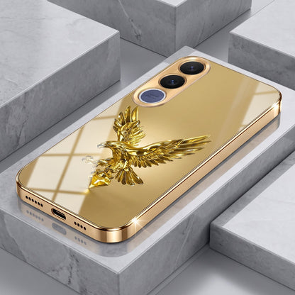 Vivo V70 FE 5G Golden Eagle Gold Electroplated Glass Phone Back Case