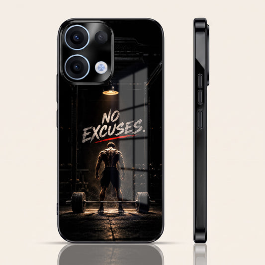 Oppo Reno 13 5G No Excuses Black Electroplated Glass Phone Back Case