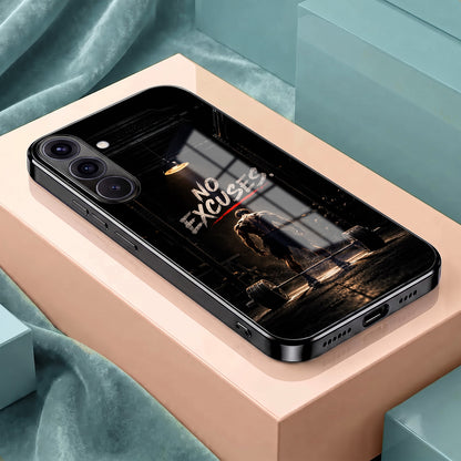 Samsung Galaxy A36 5G No Excuses Black Electroplated Glass Phone Back Case