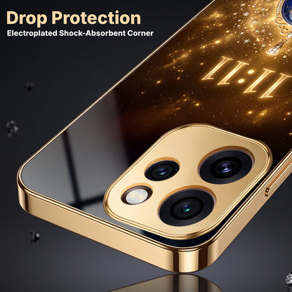 Oppo Reno 15 Pro Mini 5G God’s Plan Evil Eye Gold Electroplated Glass Phone Back Case
