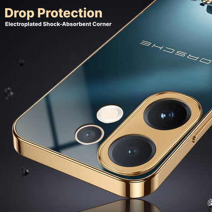 Vivo V60 5G Porsche Luxury Gold Electroplated Glass Phone Back Case
