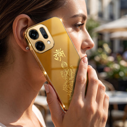 Oppo Reno 14 5G Shree Lakshmi Divine Gold Electroplated Glass Phone Back Case