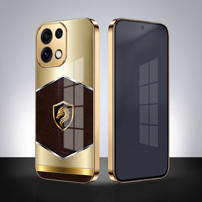 Oppo Reno 16C 5G Dragon Crest Gold Electroplated Glass Phone Back Case