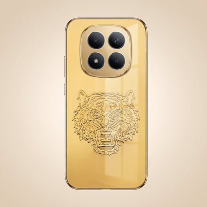 Redmi Note 15 Pro+ 5G Golden Tiger Face Gold Electroplated Glass Phone Back Case