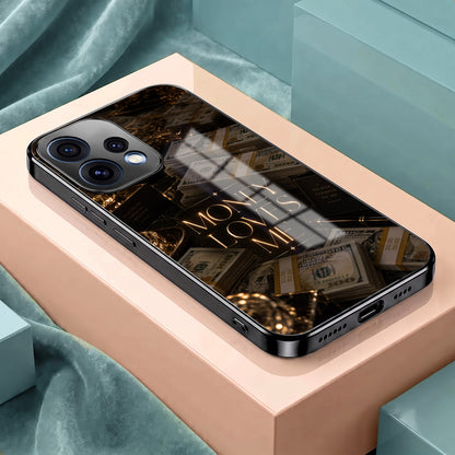 Oppo Reno 15 5G Money Loves Me Black Electroplated Glass Phone Back Case