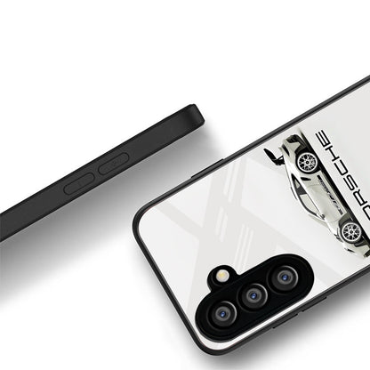 Samsung Galaxy A56 Premium Acrylic Shockproof Glass Back Case (White Porsche)