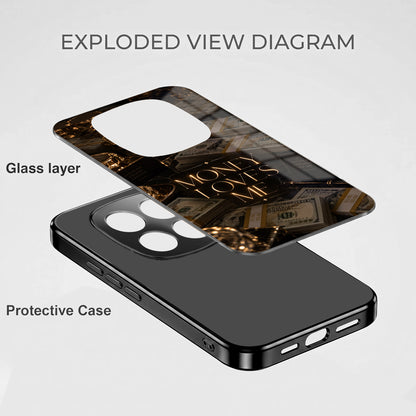 Redmi Note 15 Pro Plus 5G Money Loves Me Black Electroplated Glass Phone Back Case