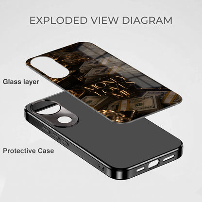 Vivo V50 5G Money Loves Me Black Electroplated Glass Phone Back Case