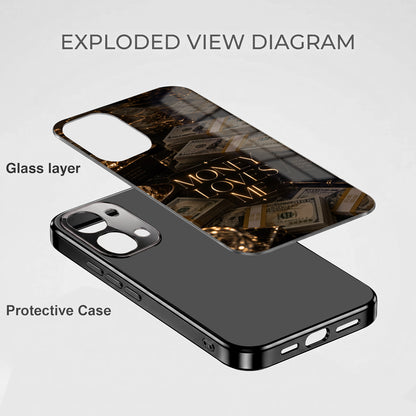 Vivo T5x 5G Money Loves Me Black Electroplated Glass Phone Back Case