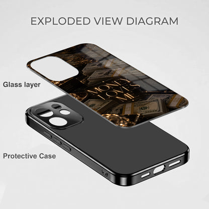 Oppo Reno 15 Pro Mini 5G Money Loves Me Black Electroplated Glass Phone Back Case