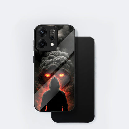 Oppo Reno 14 5G Premium Acrylic Shockproof Glass Back Case (Dark Flame)
