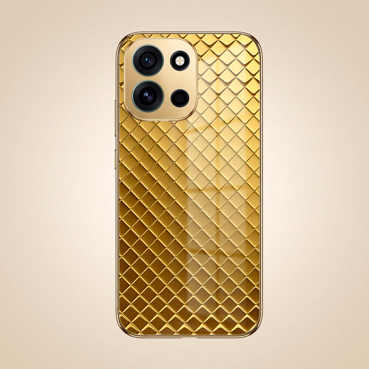 OnePlus Nord 6 5G Golden Criss Cross Gold Electroplated Glass Phone Back Case